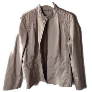 Chicos Womens Embroidered Khaki Full Zip Jacket Large Size 3